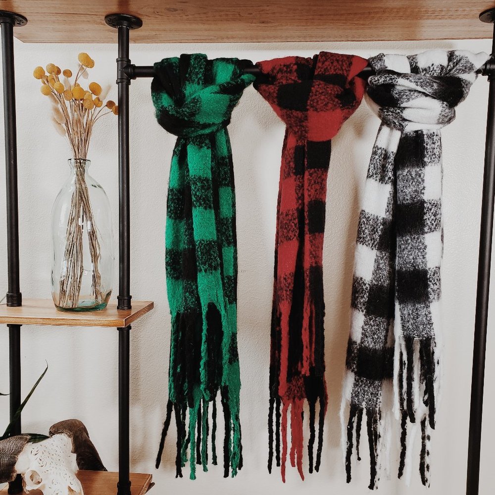 WHITE Oversized Buffalo Scarf